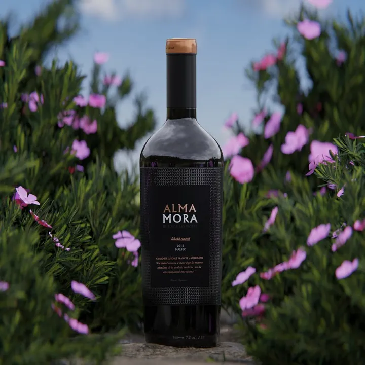 Alma Mora Malbec — Finca Las Moras — Wine, CGI render by Luciano Richino