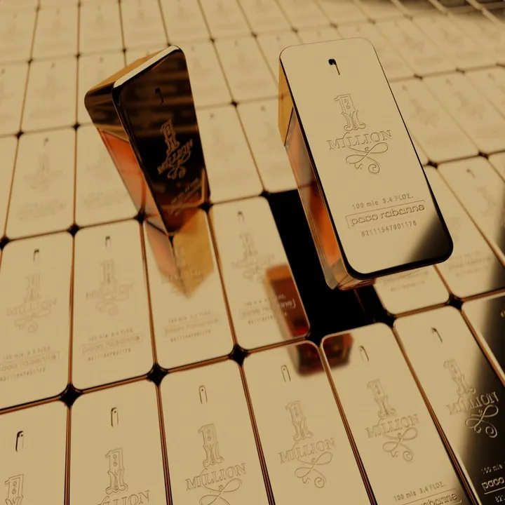 Paco Rabanne 1 Million — Fragrance — Grid composition, CGI render by Luciano Richino